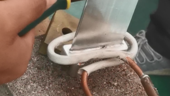 Induction welding of aluminum radiator